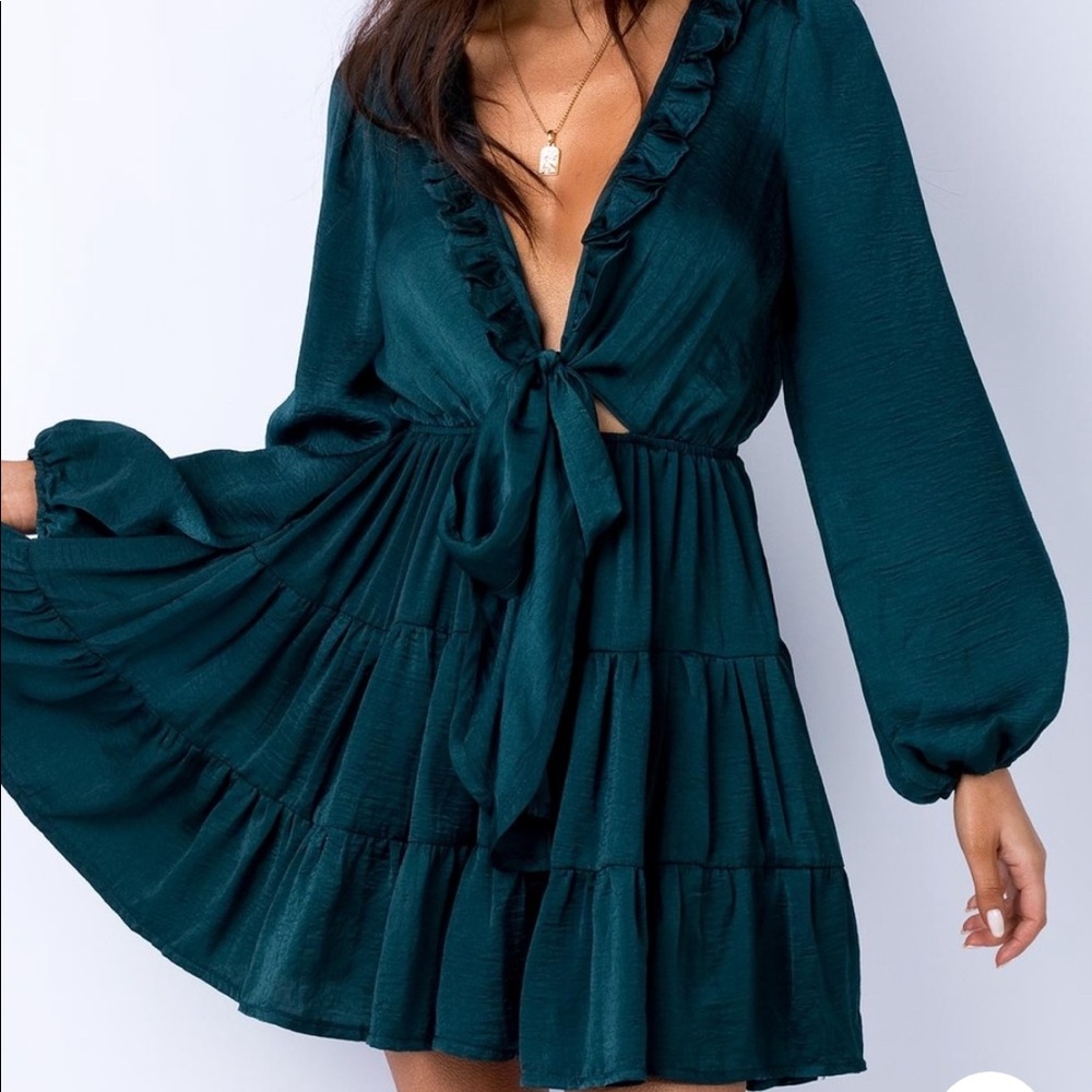 Princess Polly teal mini dress